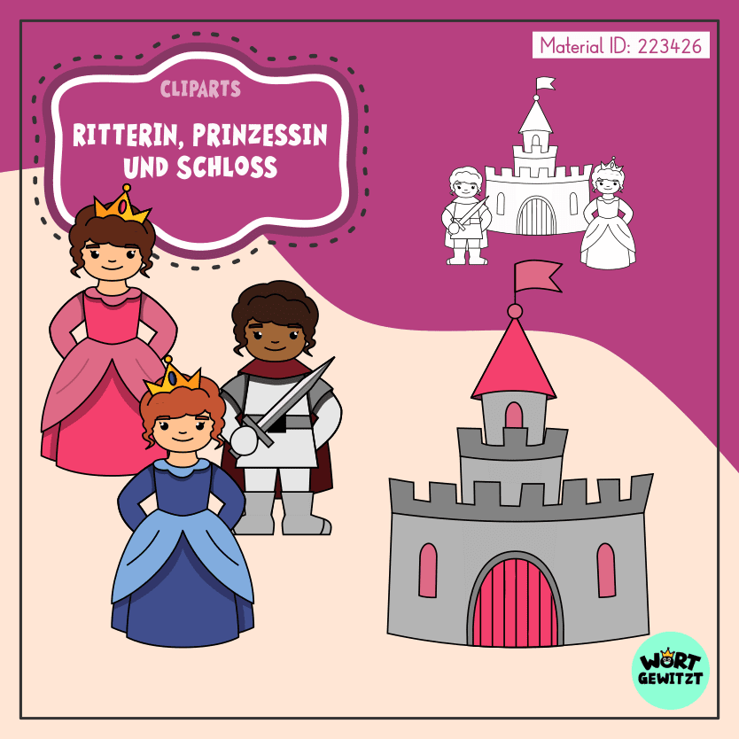 Clipartpaket Ritterin, Prinzessin und Schloss